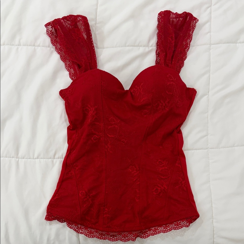 Red Lace corset Top